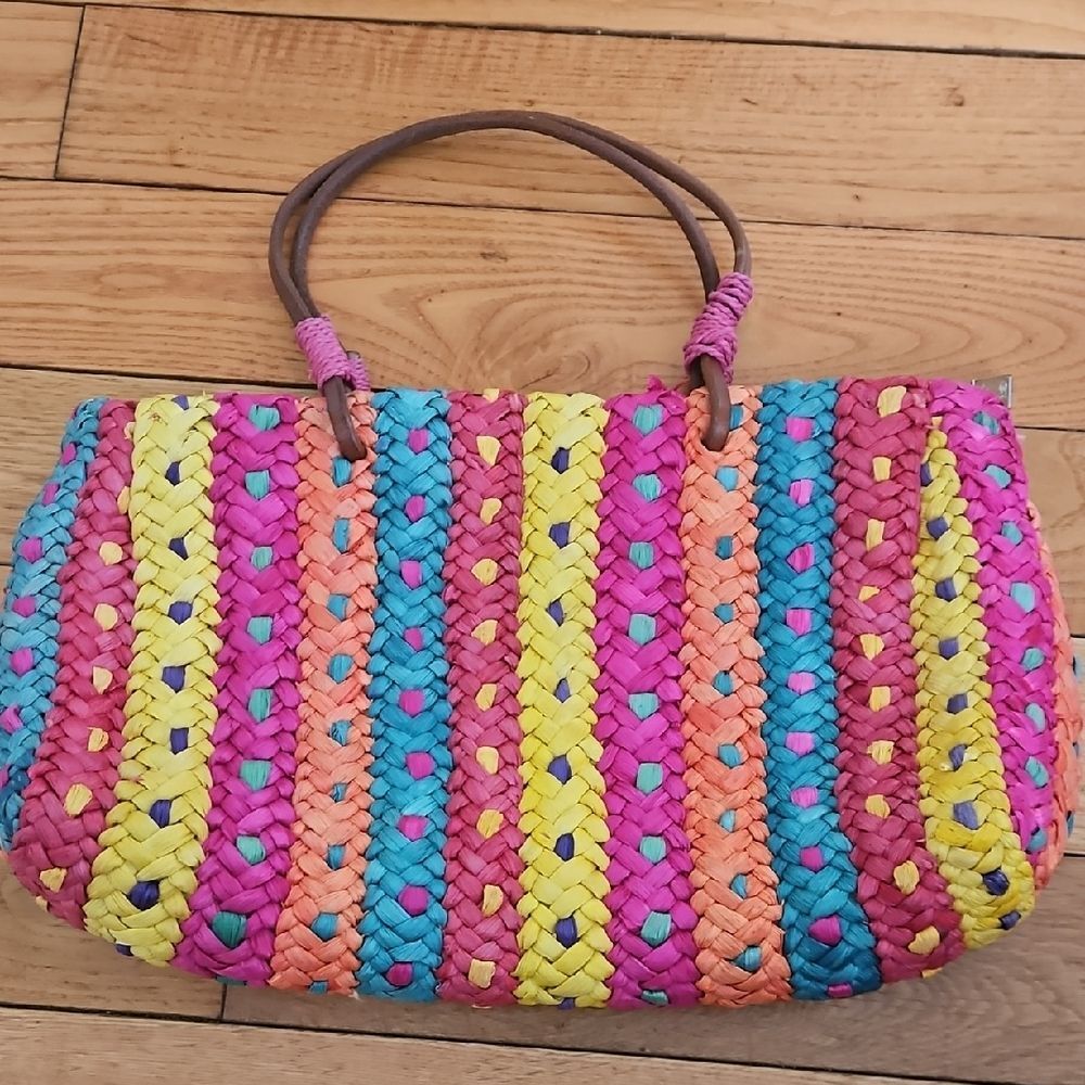 Vibrant Multicolor Woven Tote Bag